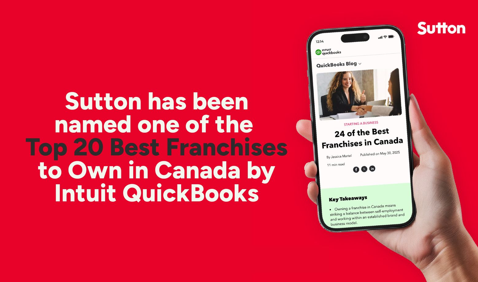 Sutton Recognized by QuickBooks as One of Canada’s Best Franchises to Own